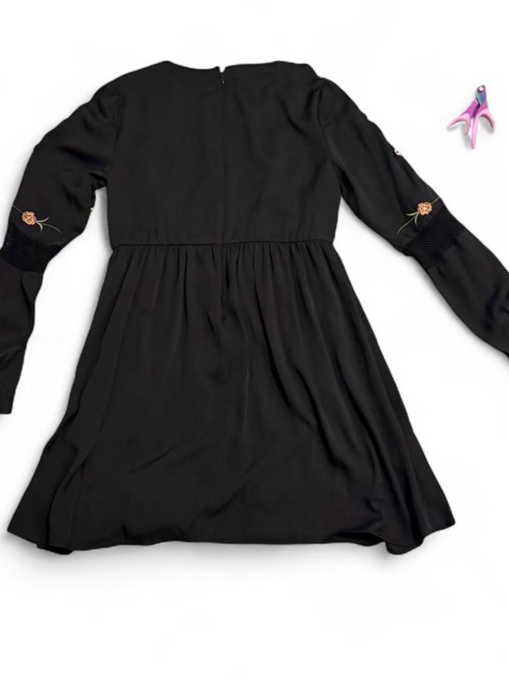 Romeo & Juliet Couture Black Dress with Multicolor Embroidery - Picture 2 of 6